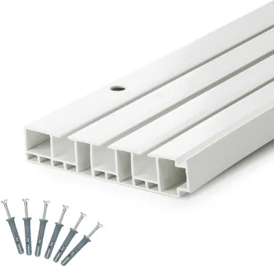 Produktbild von Gardinenschienen PVC 3-Läufig Vorhangsschiene Innenlaufschienen Deckenschiene Weiß 90cm 0,9m