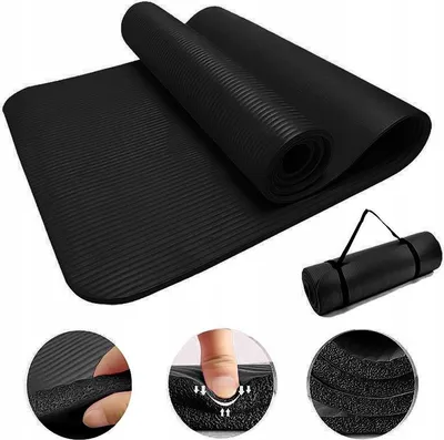 Zdjęcie produktu dla Mata Do Ćwiczeń Joga Fitness - Star Gruba Czarna Gimnastyczna 183X61X1,0