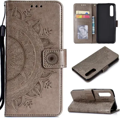 Produktbild von Huawei P30 Handyhülle Flip Case Cover Handytasche Bumper Mandala Grau