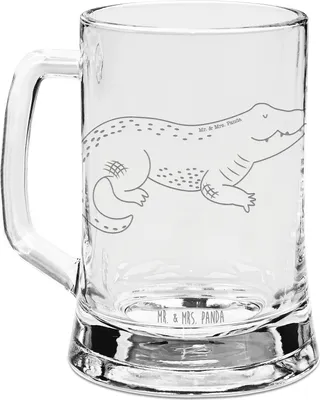 Produktbild von Mr. & Mrs. Panda Krug Krokodil - Transparent - Geschenk, Krokodile, Bierkrug graviert, Seidel, Glas, Glaskrug Mit Gravur, Beste Freundin, Lieblingsmensch, Humpen, Meer
