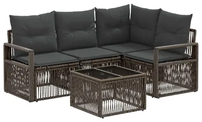 Produktbild von vidaXL Gartensofa-set 5 stk. Grau Poly-Rattan