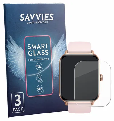 Produktbild von 3x Savvies Schutzglas Folie für Trunsif Smartwatch 1.85" 9H Panzer Schutzfolie Glas Displayschutz klar transparent