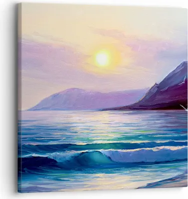 Produktbild von Bild auf Leinwand - Leinwandbild - Berge Meer Welle - 30x30cm - Wand Bild - Wanddeko - Wandbilder - Leinwanddruck - Bilder - Kunstdruck - Wanddekoration - Leinwand bilder - Wandkunst - AC30x30-3952