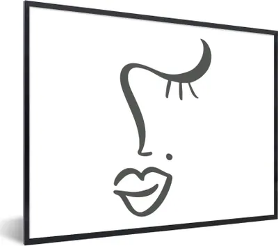 Produktbild von MuchoWow® Gerahmtes Poster Frau - Gesicht - Minimalismus 40x30 cm - Poster mit Schwarzem Bilderrahmen Wandposter Rahmen Foto Bilder - Kunstposter - Wanddekorationen
