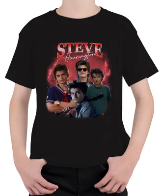 Productafbeelding van Steve Harrington, Stranger Things-fancentrummer, cadeau, babysitter, Hawkins, uni kinder T-shirt, zwart, maat 128