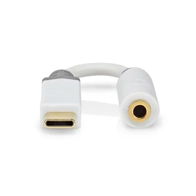 Produktbild von Nedis USB-C Adapter - USB 2.0 - USB-C Stecker - 3.5 mm Buchse - 0.10 m - Rund - Vergoldet - PVC - Weiss - Box