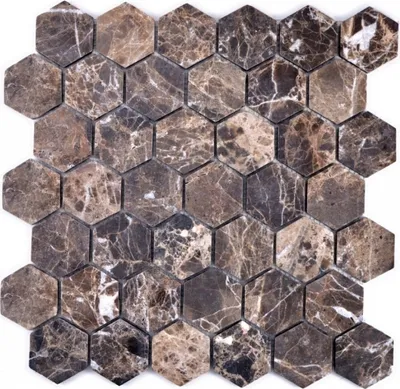 Produktbild von Mosaik Fliese Marmor Naturstein Hexagon Impala braun geflammt MOS42-1313