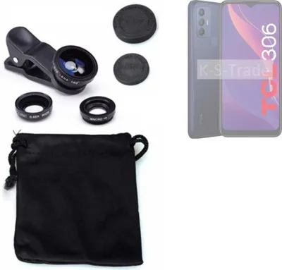 Produktbild von K-S-Trade Smartphone Kamera Linsen Set Kompatibel mit TCL 306 3in1 Clip-On Kamera Adapter Macro Weitwinkel FishEye Fischauge Objektiv Linse