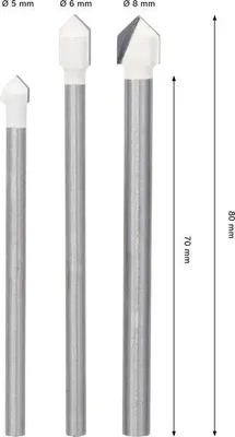 Produktbild von CYL-9 Soft Ceramic Bohrer-Set, 5 x 70; 6 x 80; 8 x 80 mm, 3-tlg.