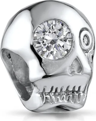 Produktbild von MATERIA by Matthias Wagner Totenkopf Bead 925 Sterling rhodiniert mit 2 Zirkonia 844