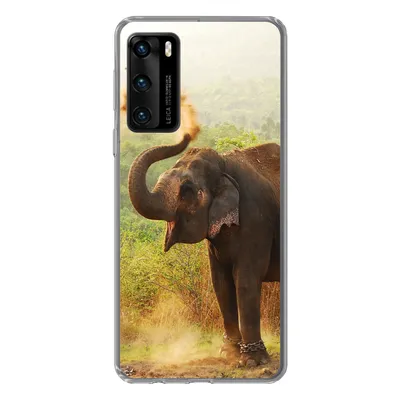 Produktbild von MuchoWow® Handyhülle Schutzhülle Hülle für Huawei P40 Elefant - Tiere - Wald - Bäume Silikon Softcase Handy Hülle - Handytasche