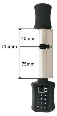 Zdjęcie produktu dla Inteligentny zamek cylindryczny, odblokowanie za pomocą odcisku palca, łączność Bluetooth, czarny, 115 mm
