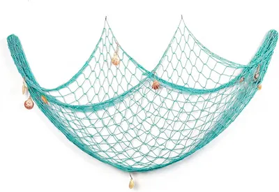 Image de Décoration murale en forme de filet de pêche, dimensions 150 cm x 200 cm, couleur bleu marine, pour décoration murale