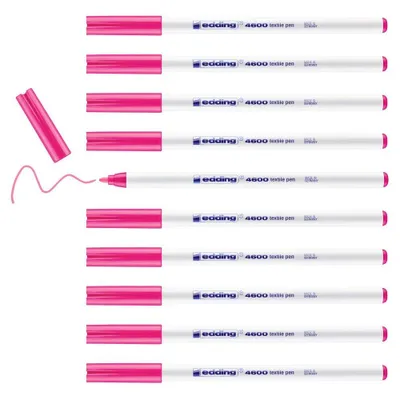 Image de Marqueur textile edding 4600 à pointe ronde de 1 mm, rose fluo, lot de 10