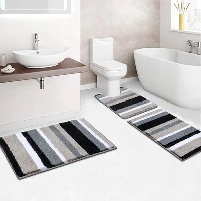 Immagine prodotto di Asciugamano da bagno in microfibra antiscivolo e assorbente, 3 pezzi, lavabile, nero