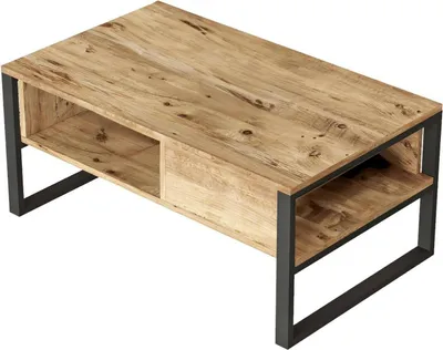 Produktbild von Wohnzimmertisch Dfranzos, Niedriger Wohnzimmertisch, Kaffeeregal, Couchtisch für Sofa, 100x60h44 cm, Eiche