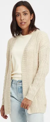 Produktbild von OXMO OXClea Damen Lange Strickjacke Lochstrick Cardigan Strickcardigan