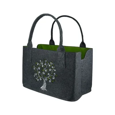 Obrázek produktu pro Taška Gilde, obdélníková, "Tree", plsť, světle šedá, tmavě šedá,Polyuretan2, 2 kusy podle obrázku, d. 25 cm, š. 40 cm, v. 26 cm 44093
