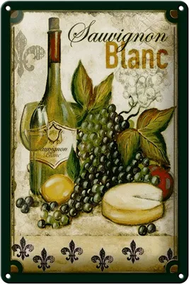 Produktbild von Blechschild Kunst 20x30cm Stillleben Sauvignon Blanc Wein