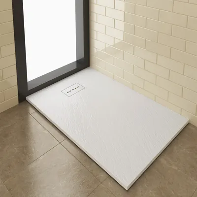 Produktbild von SUNXURY 80×120cm SMC Duschwannen Mit Ablaufgarnitur Antirutsch Rechteckig Duschtasse weiß