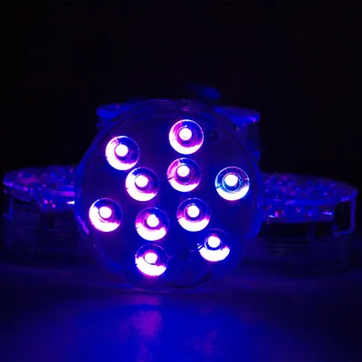 Produktbild von 4er-Set Multicolor-LED-Unterwasserleuchten: 15 Farben, Fernbedienung, IP68 - für beeindruckende Lichteffekte unter Wasser, LED Unterwasserlicht