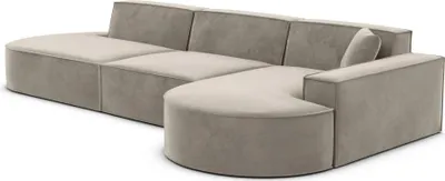 Produktbild von Samtstoff L-Form Lounge Sofa Brevia Taupe Rechts