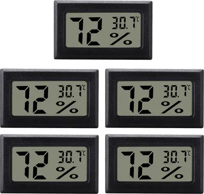 Produktbild von INF Mini-Digital-Hygrometer / Thermometer 5er-Pack Schwarz