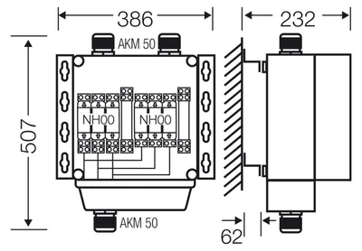 Immagine prodotto di Scatola portafusibili HENSEL 125A IP65 NH-Sich uni Kst