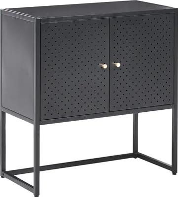 Produktbild von BELIANI Büroschrank Schwarz Metall Stahl mit 2 Böden 2 Türen Modernes Design Industrial Style Aktenschrank Dokumentenschrank für Homeoffice Büro