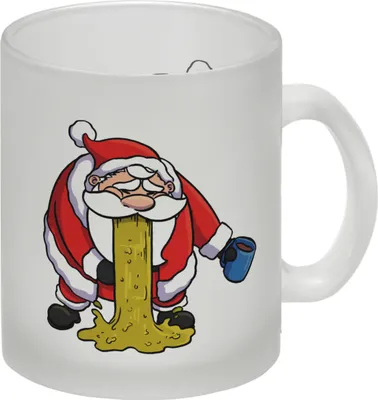 Produktbild von Kotzender Weihnachtsmann mit Glühweintasse Weihnachten Glas Tasse