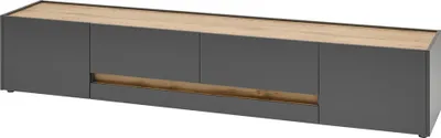 Produktbild von TV Schrank Wohnbereich CRISP-61 in anthrazit mit Absetzungen in Wotan Eiche Nb., B/H/T: ca. 220/40/45 cm