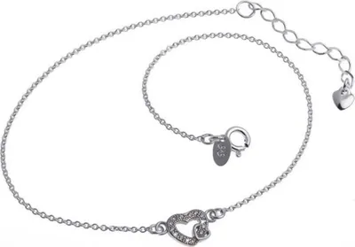 Produktbild von SILBERKETTEN STORE Fußkette Erbse 1,3mm mit Herz - 925 Silber, Länge wählbar - 26cm
