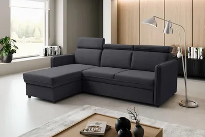 Produktbild von BARCELO Universelles Ecksofa 220x165 cm L-Form mit: Schlaffunktion, Bettkasten & Verstellbare Kopfstützen, Graphit - Enjoy New 24