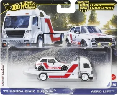 Produktbild von Hot Wheels Team Transport '73 Honda Civic Custom Aero Lift #80, Modell im Maßstab 1:64