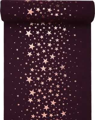 Produktbild von Tischläufer mit Sternen Lila / Roségold 28 cm x 3 m - Weihnachten Tischdekoration