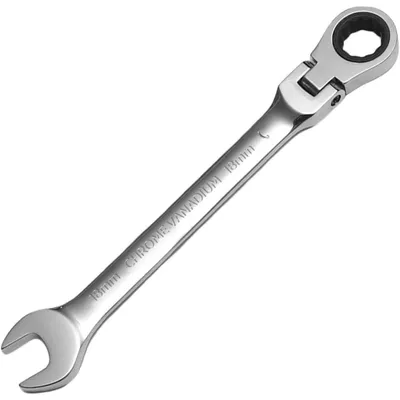 Image de Clé à cliquet flexible de 18 mm, en acier CR-V forgé, avec angle de rotation de 180°, clé à douille, outil pour l'atelier
