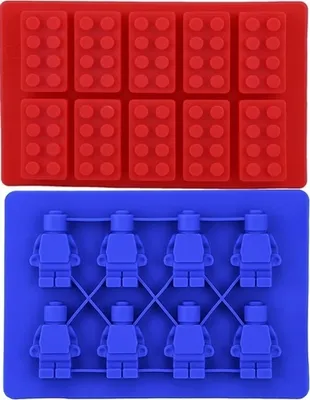Produktbild von GKA 2 Stück Silikonformen Kinder Fondantform Backform Eiswürfelform Silikonform Pralinenform Eiswürfel Fondant Bausteine Roboter Backform