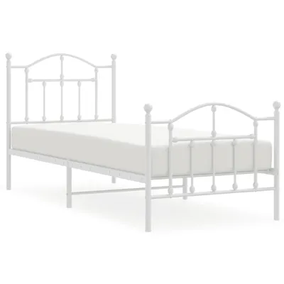 Produktbild von vidaXL Bettgestell mit Kopf- und Fußteil Metall Weiß 90x200 cm