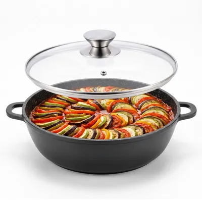 Produktbild von 28 cm Schmorpfanne Bräter Bratpfanne Servierpfanne Schmortopf Schmorkasserolle