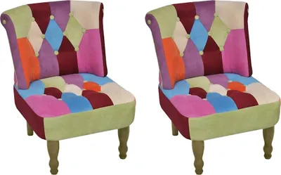 Produktbild von vidaXL Französische Stühle 2 Stk. Patchwork-Design Stoff