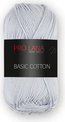 Produktbild von Pro Lana BASIC Baumwolle Baumwollgarn 50 g ideal für Kleidung, Spielzeug, Accessoires 125 m Farbe 091 - hellgrau