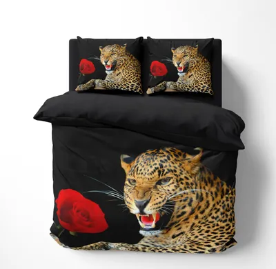 Produktbild von FEBE 3D Bettwäsche Gepard Bettbezug-Set 135x200 + Kissenbezug 80x80 cm Wendebettwäsche 2 Teilig mit Reißveschluss