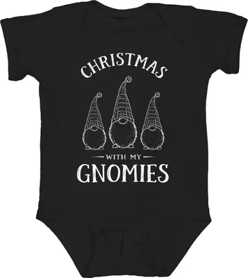 Produktbild von Christmas with my Gnomies Weihnachten Weihnachtswichtel Gnome Unisex Baby Body, Schwarz, 18/24