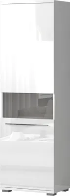 Produktbild von Vitrine Garim 21, Farbe: Weiß Hochglanz - 193 x 60 x 40 cm (H x B x T)
