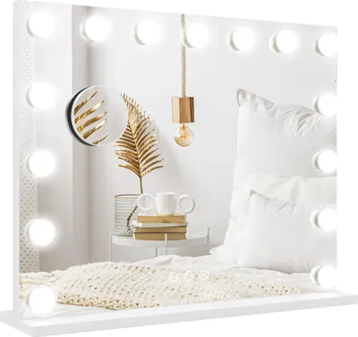 Produktbild von LED-Kosmetikspiegel mit 3 Lichtmodi, dimmbar, Touch-Steuerung, USB, 58x48cm, Weiß