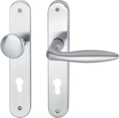 Produktbild von Südmetall Türgriff-Garnitur Langschild Alison PZ Messing satiniert Drücker links silber 225 x 40 mm