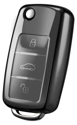 Produktbild von Autoschlüssel Hülle VW Golf Polo Passat Skoda Seat 3-Tasten TPU Silikon Schwarz