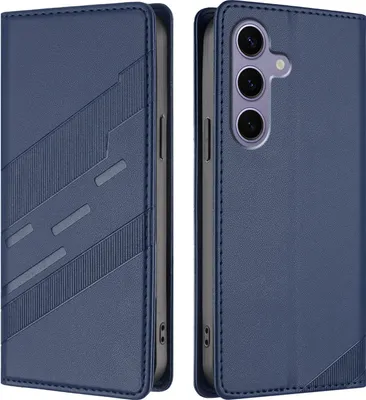 Produktbild von Hülle für Samsung Galaxy S24 FE, Kunstleder Brieftaschen Handyhülle mit Kartenfach und Standfunktion Blau