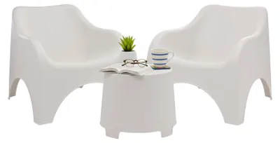 Produktbild von Dmora Gartenlounge-Set Cormons Weiß, 2-Sitzer und Tisch