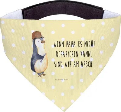 Produktbild von Mr. & Mrs. Panda Bandana Wenn Papa es nicht reparieren kann, sind wir am Arsch - Gelb Pastell - Geschenk, Hunde Halstuch, Schraubenschlüssel, Vatertag, Hund, Dreieckstuch